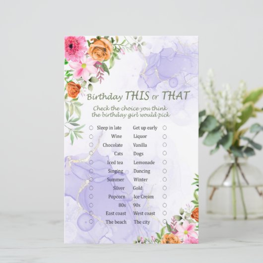 Roze bloemen op een dag dit of dat spel (Staand voorkant)