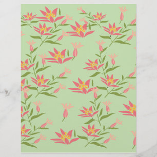Roze Bloemen op Groen Scrapbook papier: