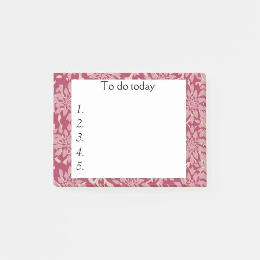 Roze bloemen op Red Post it Note (Voorkant)