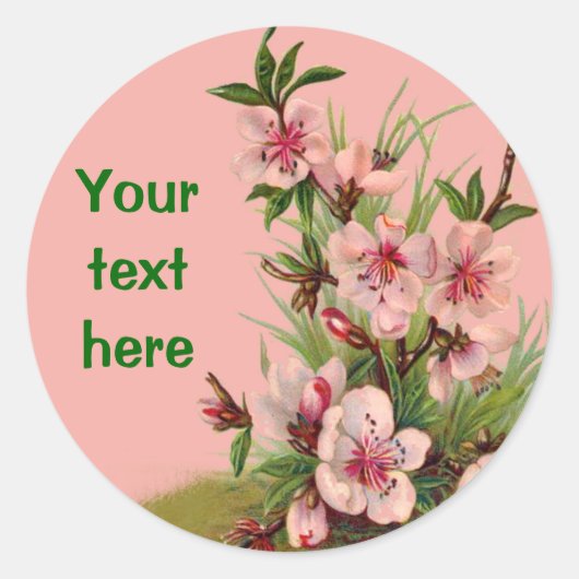 Roze bloemen op roze achtergrond Stickers (Voorkant)