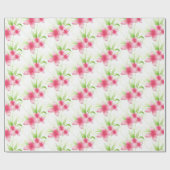 Roze bloemen op wit cadeaupapier (Vlak)