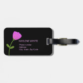 Roze bloemen op zwart Bagagelabel (Achterkant horizontaal)