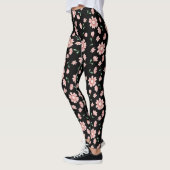 roze bloemen op zwart leggings (Links)