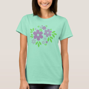 Roze bloemen op zwart T-shirt