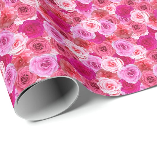 Roze Bloemen Oversized Douche Verjaardag bruiloft Cadeaupapier (Rol Hoek)