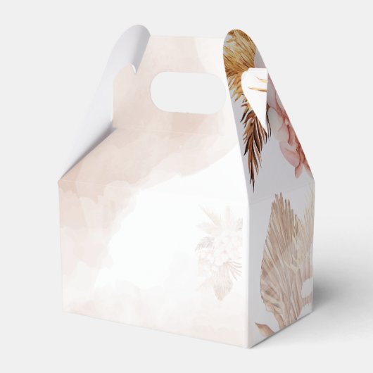 Roze Bloemen Pampas Grass Bruiloft Dank u Bedankdoosjes (Achterkant)