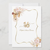 Roze Bloemen Pampas Grass Sweet 16 Celebration Kaart (Achterkant)