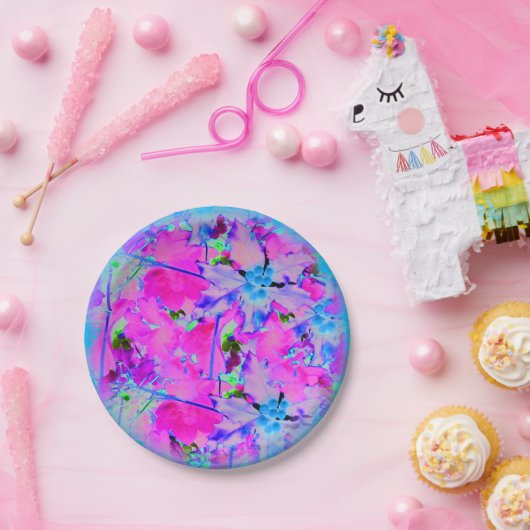 Roze Bloemen Papieren Bord (Feest)