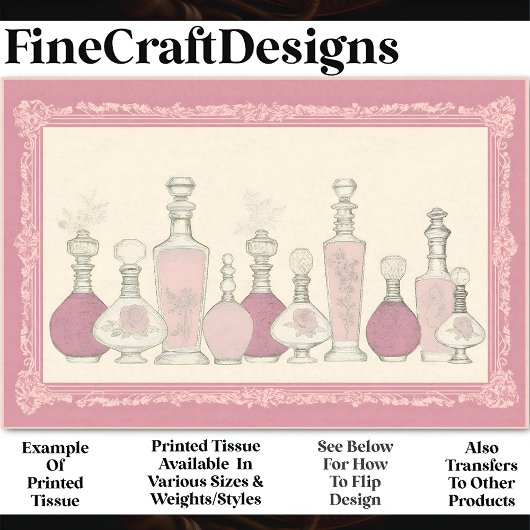 Roze Bloemen Parfum Flessen AE6 Decoupage Tissuepapier