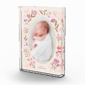 Roze Bloemen Pasgeboren Foto Keepsake (Rechts)