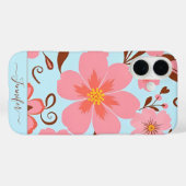 Roze bloemen – Pastel Vibes-Retro bloemen Case-Mate iPhone Case (Achterkant (horizontaal))