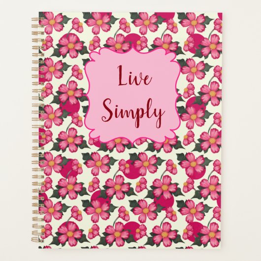 roze bloemen patroonmeisje planner (Voorkant)