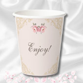 Roze Bloemen Peony  Vrijgezellenfeest Papieren Bekers