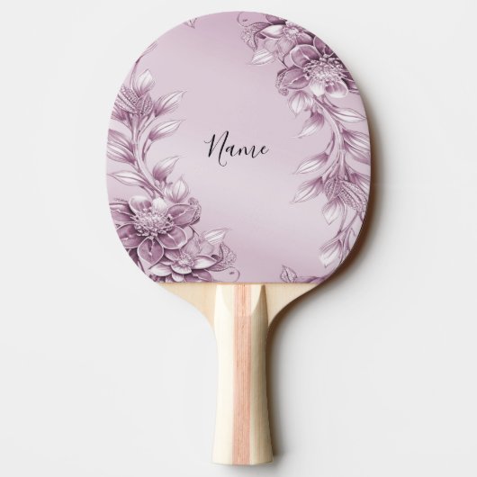 Roze Bloemen Ping Pong Paddle Tafeltennisbatje (Achterkant)