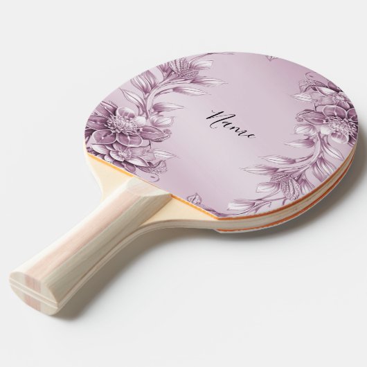 Roze Bloemen Ping Pong Paddle Tafeltennisbatje (Voorkant Gekanteld)