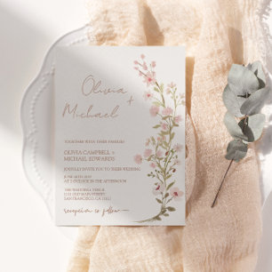 Roze bloemen Pinkbloemen Garden Weddenschap Roos G Folie Uitnodiging