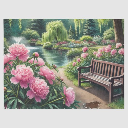 Roze bloemen  pioenen tissuepapier (Voorkant)