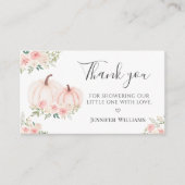 Roze Bloemen Pompoen Baby shower Dank u kaarten (Voorkant)