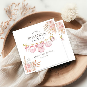 Roze Bloemen Pompoen Herfst Baby shower Papier Ser Servet