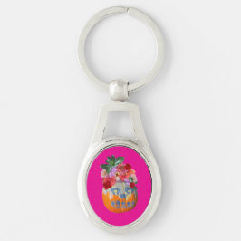  Roze Bloemen Pompoen Sleutelhanger