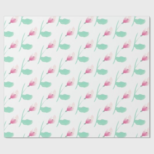 Roze Bloemen Pretty Abstract Cadeaupapier (Vlak)