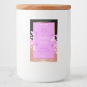Roze Bloemen Product Labels Zwart en Roos Goud Voedselcontainer Etiket (Voorkant)