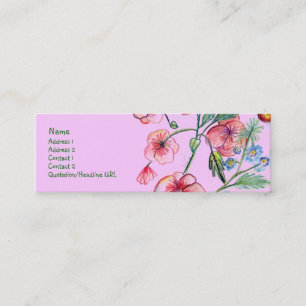 Roze bloemen profielkaart mini visitekaartje
