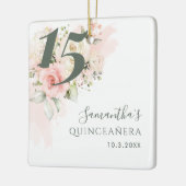Roze Bloemen Quinceanera 15e Verjaardag Botanische Keramisch Ornament (Links)