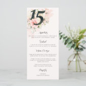 Roze Bloemen Quinceanera 15e Verjaardagsfeestfoto Menu (Staand voorkant)