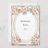 Roze bloemen Quinceanera Birthday Party Kaart (Achterkant)