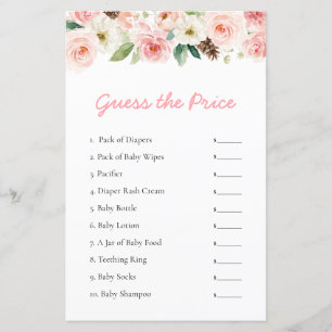 Roze Bloemen Raad de prijs Baby shower Game