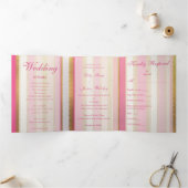 Roze Bloemen Regency Era Bruiloft Drieluik Uitnodiging (Binnen)