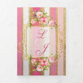 Roze Bloemen Regency Era Bruiloft Drieluik Uitnodiging (Cover)