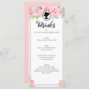 Roze Bloemen Regency Vrijgezellenfeest Cocktail Me Menu