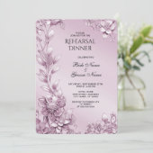 Roze Bloemen Repetitie Diner Kaart (Staand voorkant)