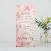 Roze Bloemen Romantisch Trouwprogramma (Staand voorkant)