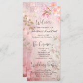 Roze Bloemen Romantisch Trouwprogramma (Voorkant / Achterkant)