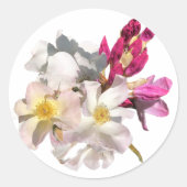Roze bloemen ronde sticker (Voorkant)