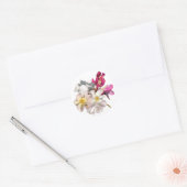 Roze bloemen ronde sticker (Envelop)