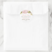 Roze Bloemen Ronde Sticker (Tas)