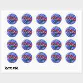 Roze bloemen ronde sticker (Vel)