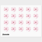 Roze bloemen ronde sticker (Vel)