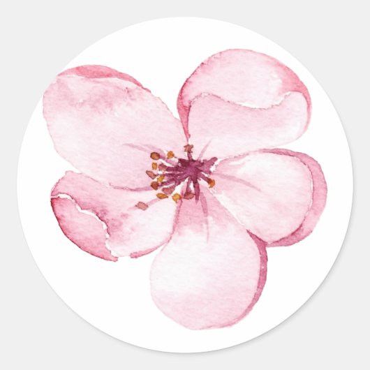 Roze bloemen ronde sticker (Voorkant)