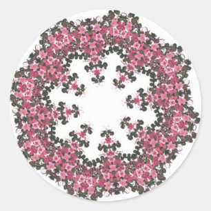 Roze bloemen ronde sticker