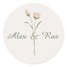 Roze Bloemen Ronde Stickers voor Trouwverpakking