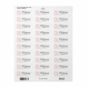 Roze Bloemen Roos doopsel retour adres labels (Full Sheet)