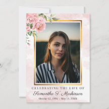 Roze Bloemen Roos Foto Waterverf Order of Service