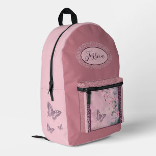 Roze bloemen, roos, glitter roze rugzak