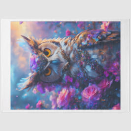 Roze Bloemen Roos Uil Tissuepapier