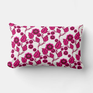 Roze bloemen, roze bladeren, Folkkunstbloem Kussen
